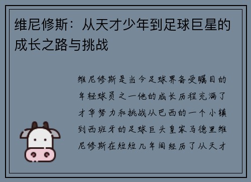 维尼修斯：从天才少年到足球巨星的成长之路与挑战